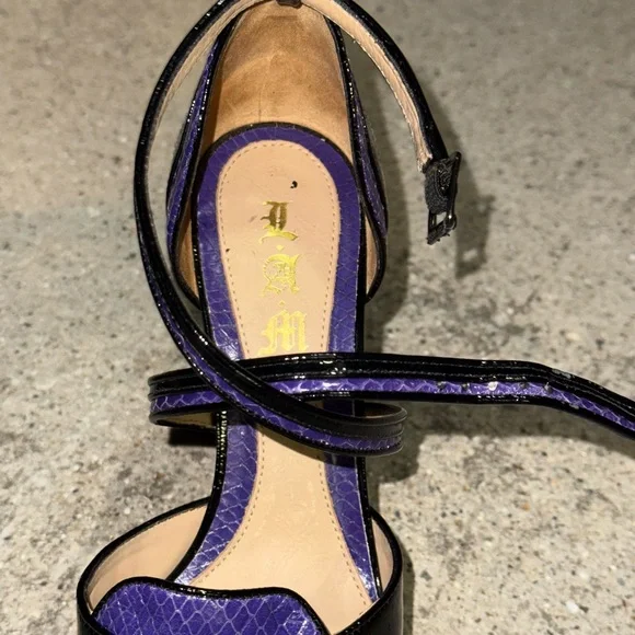 L.A.M.B by Gwen Stefani purple and black snake skin heels 
Great condition! - Picture 2 of 16